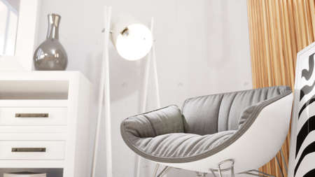 Modern design living room interior in Scandinavian style . 3D rendering