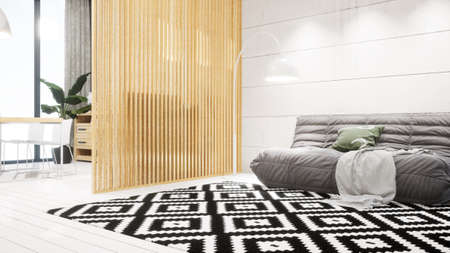 Modern design living room interior in Scandinavian style . 3D renderingの写真素材