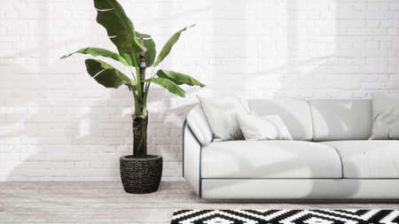 Modern design living room interior in Scandinavian style . 3D renderingの写真素材