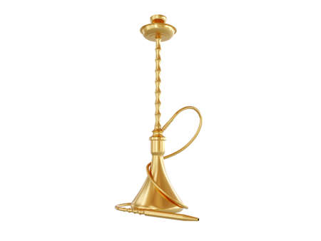 Golden hookah isolated on a white background. 3d render