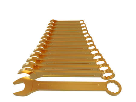 Gold instruments isolated a white background. 3d render