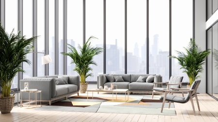 Beautiful interior of a modern room. Bright