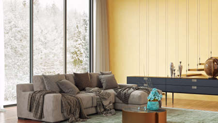 Beautiful interior of a modern room. Bright