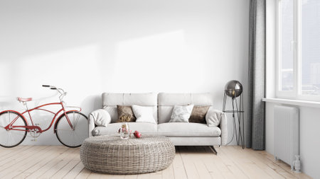 Modern beautiful interior of the room withの写真素材