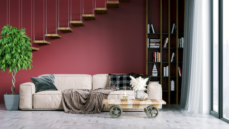 Modern beautiful interior of the room with