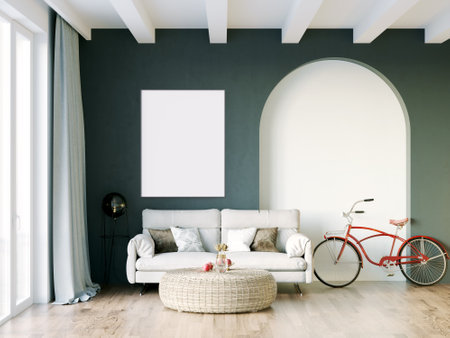 Modern beautiful interior of the room withの写真素材