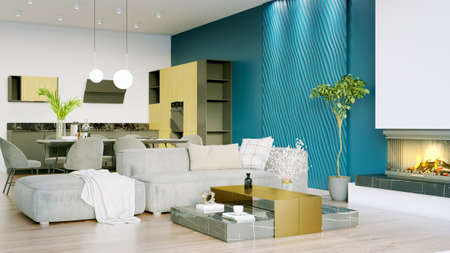 Modern beautiful interior of the room withの写真素材