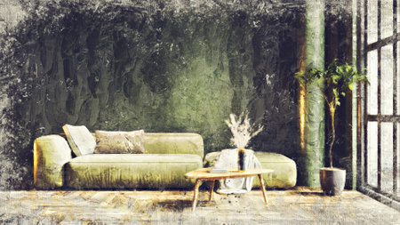 Modern beautiful interior of the room withの写真素材