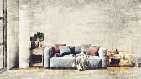 Modern beautiful interior of the room withの写真素材