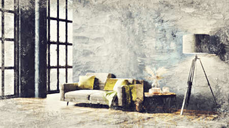 Modern beautiful interior of the room withの写真素材