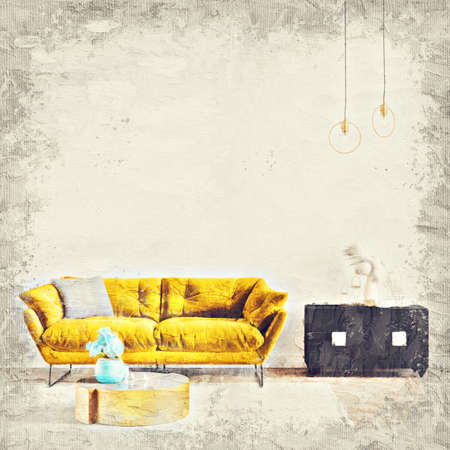 Modern beautiful interior of the room withの写真素材