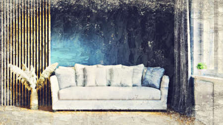 Modern beautiful interior of the room withの写真素材