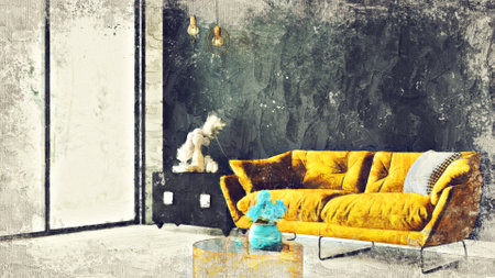 Modern beautiful interior of the room withの写真素材