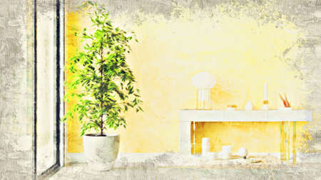 Modern beautiful interior of the room withの写真素材