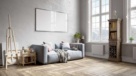 Modern beautiful interior of the room withの写真素材