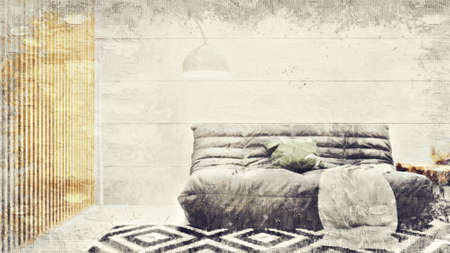 Modern beautiful interior of the room withの写真素材