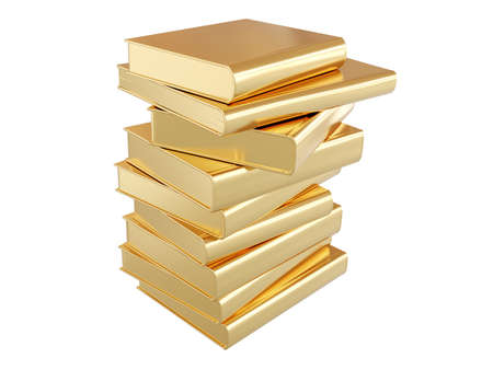 Golden books and bookmark. School studying informationの写真素材