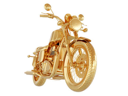 3D render illustration of a golden motorcycle.