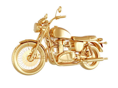 3D render illustration of a golden motorcycle.の写真素材