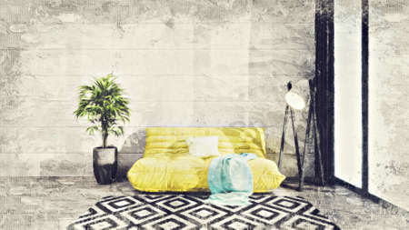 Modern beautiful interior of the room withの写真素材