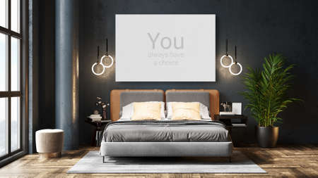 mock up poster frame in modern interiorの写真素材