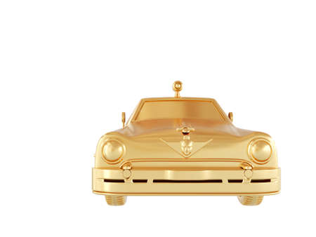 Gold car on a gray background. 3dの写真素材