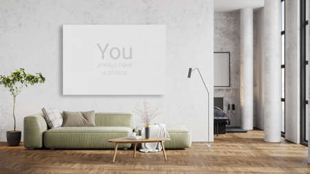 Mock up poster frame in modern interiorの写真素材