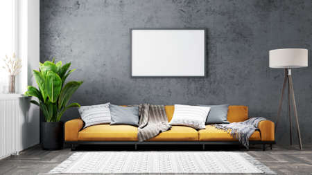 Mock-up frame in home interior backgroundの写真素材