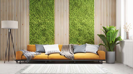 Living room interior in loft, scandinavian styleの写真素材