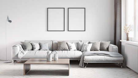 Mock-up frame in home interior backgroundの写真素材