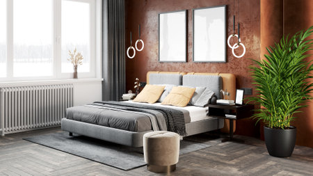 Living room interior in loft, scandinavian styleの写真素材