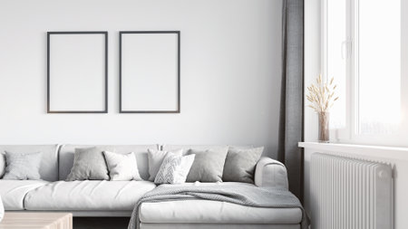 Mock-up frame in home interior backgroundの写真素材