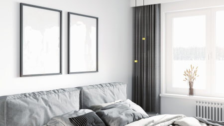Mock-up frame in home interior backgroundの写真素材