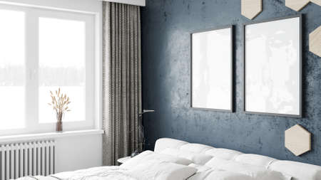 Mock-up frame in home interior backgroundの写真素材