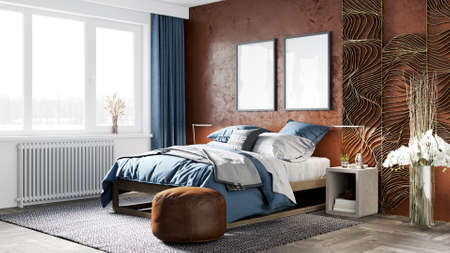 Mock-up frame in home interior backgroundの写真素材