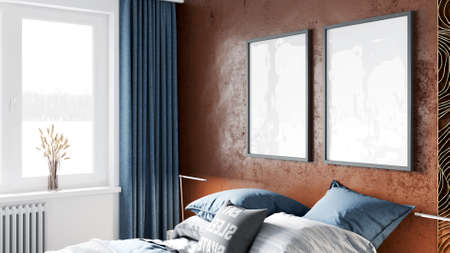Mock-up frame in home interior backgroundの写真素材