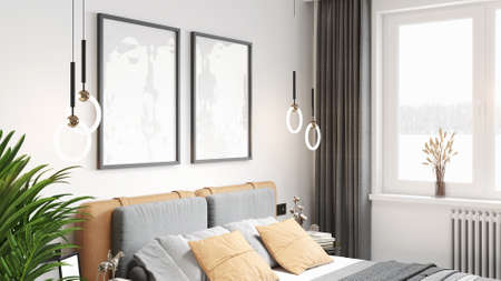 Mock-up frame in home interior backgroundの写真素材