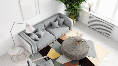 Mock-up frame in home interior backgroundの写真素材