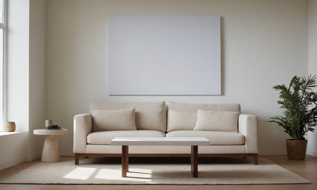 Living room with a couch, coffee tableの素材