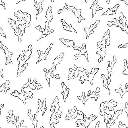 Seamless pattern with beauty algae coloring pageのイラスト素材
