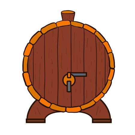 Wooden barrel front view Colored vector on whiteのイラスト素材