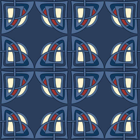 Blue celtic knot ornament Vector Seamless patternのイラスト素材