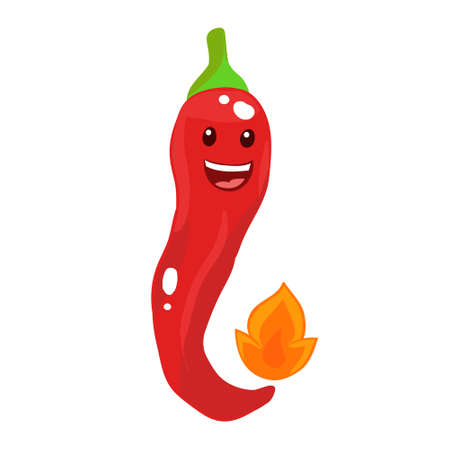 Cute red hot funny pepper vector flat characterのイラスト素材