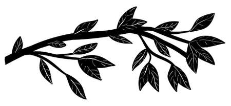 Tree branch black silhouette vector art on whiteのイラスト素材