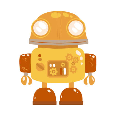 Yellow robot vintage toy vector isolated on whiteのイラスト素材