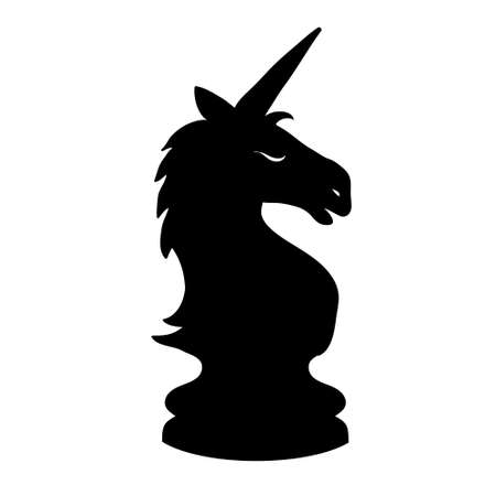 Black Vector silhouette of chess piece unicornのイラスト素材