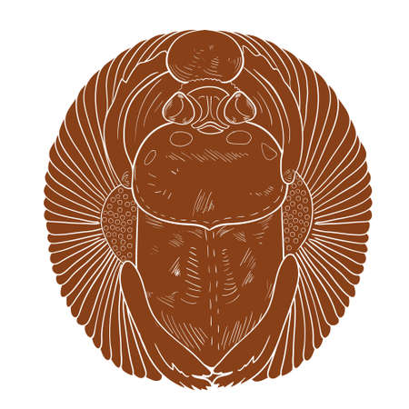 Scarab beetle icon in clay terracotta styleのイラスト素材