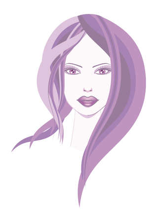 Style Violet   A  illustration of beautiful face in a design style and abstract, the color purple dominates the composition   のイラスト素材
