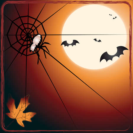 Bat versus spider   A  illustration of bats flying toward the spiderのイラスト素材