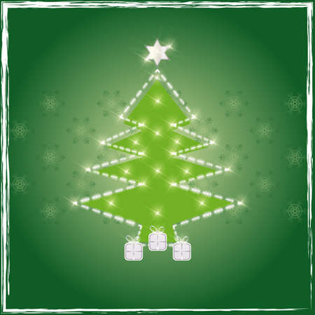 Christmas tree   A  illustration of christmas tree decorated with a silver star at the topのイラスト素材